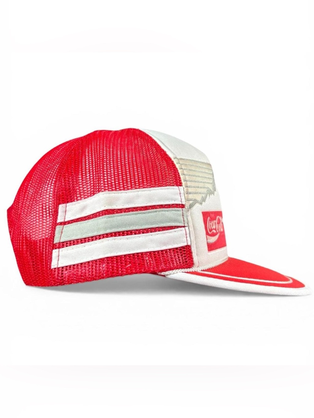 Vintage 1988 Calgary Winter Olympics Coca Cola Three Stripe TruckerSnapback Hat - Picture 3 of 7